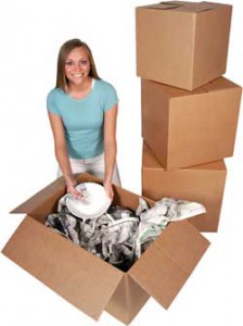 Girl unpacking boxes at Marymoor Self Storage in Redmond WA